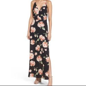 Nordstrom's LUSH Women's Surplice Slit Black Peach